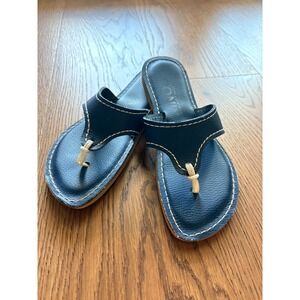 Kino Sandals Flip Flop Sz 9 Women Navy Blue Good Leather Thong Key West Handmade